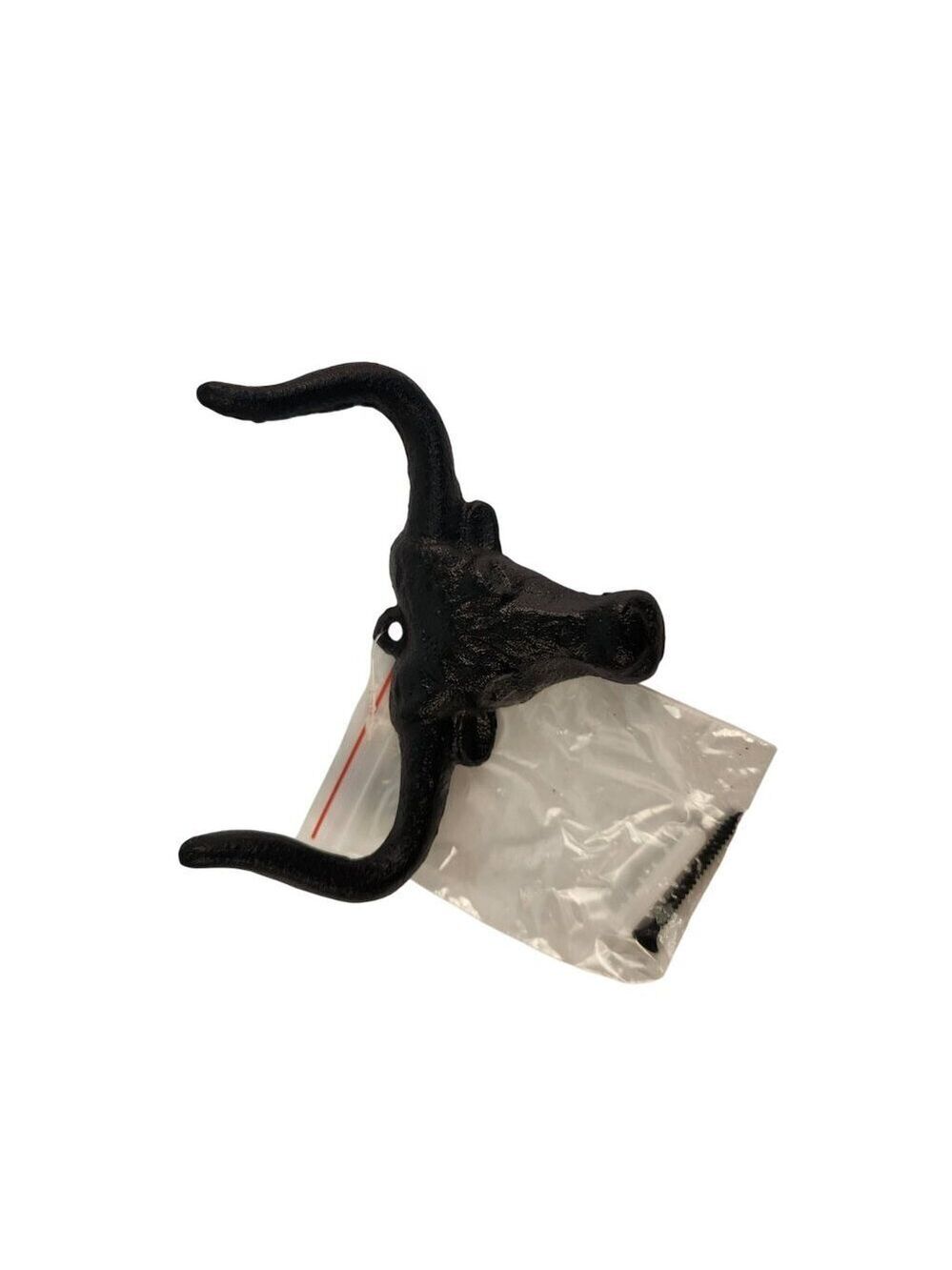 Cast Iron Bull Head Shaped Hat Holder Wall Coat Hook With Rustic Black Finish De - Picture 9 of 9